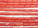 [Video] Red Coral (Dyed) Tube 7x3x3mm 1strand beads (approx. 15 inches/37 cm)