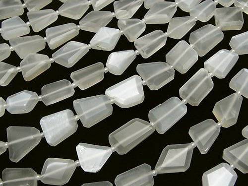 White Moonstone AAA - Flat Faceted Nugget half or 1strand beads (aprx. 14 inch / 34 cm)