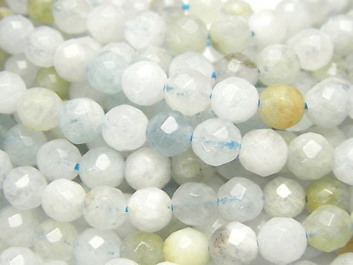 Aquamarine, Faceted Round Gemstone Beads