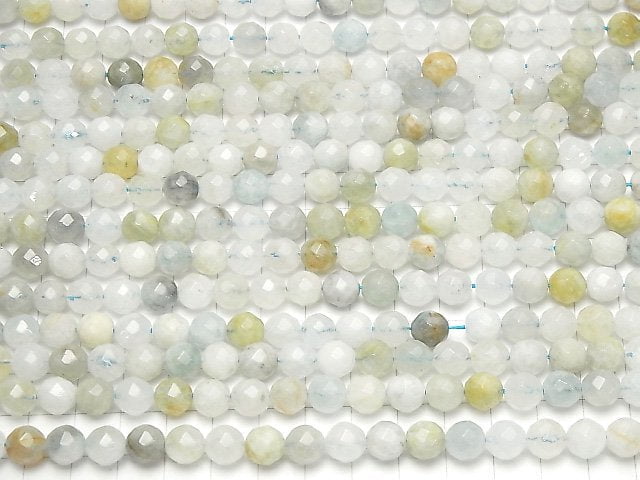 [Video]Multi color Aquamarine 64 Faceted Round 8 mm half or 1 strand beads (aprx.15 inch / 37 cm)