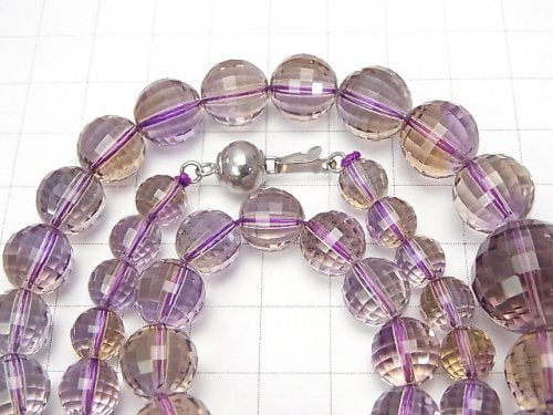 [Video] [One of a kind] High Quality Ametrine AAA- Mirror Faceted Round 7-15mm Necklace NO.6