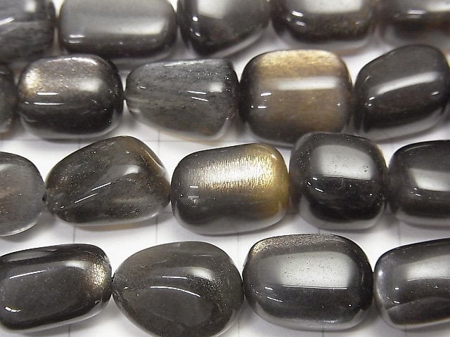 [Video] High Quality Black Moonstone AAA Nugget Size Gradation half or 1strand beads (aprx.15inch / 37cm)