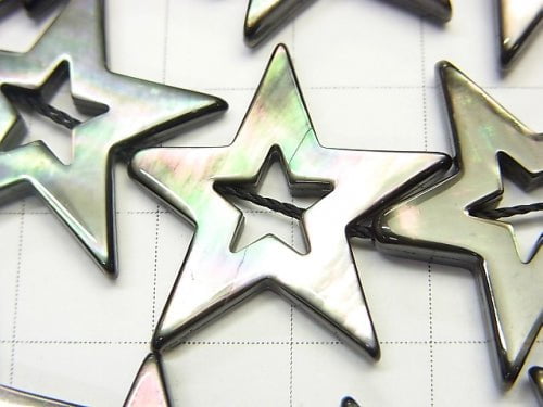 High quality Black Shell Faceted Star (Donut) 22 x 25 x 3 mm 1/4 or 1strand beads (aprx.15 inch / 38 cm)