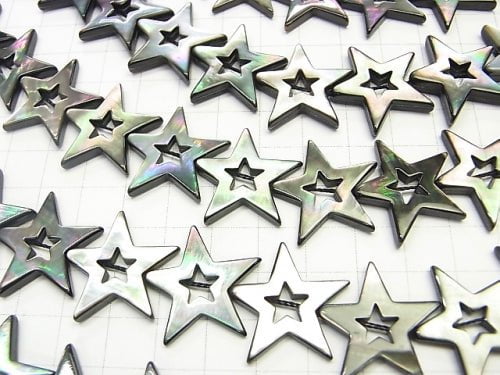 High quality Black Shell Faceted Star (Donut) 22 x 25 x 3 mm 1/4 or 1strand beads (aprx.15 inch / 38 cm)