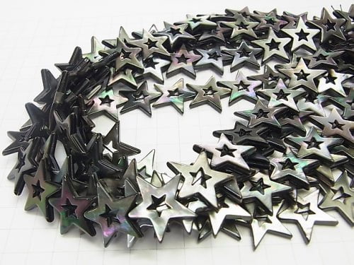 High quality Black Shell Faceted Star (Donut) 22 x 25 x 3 mm 1/4 or 1strand beads (aprx.15 inch / 38 cm)