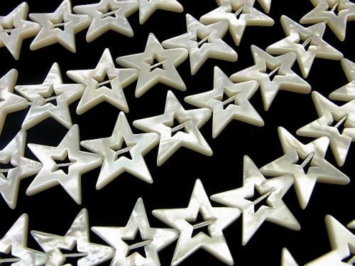 High quality White Shell Faceted Star (Donut) 22 x 24 x 3 mm 1/4 or 1strand beads (aprx.15 inch / 38 cm)