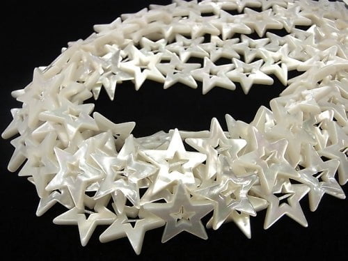 High quality White Shell Faceted Star (Donut) 22 x 24 x 3 mm 1/4 or 1strand beads (aprx.15 inch / 38 cm)