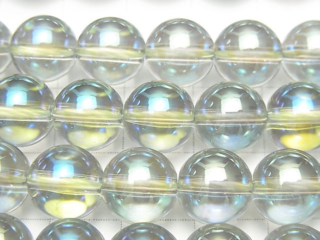 Green flash crystal Round 10 mm half or 1 strand beads (aprx.15 inch / 37 cm)