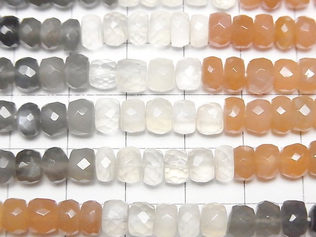 High Quality Multi Color Moonstone AAA Faceted Button Roundel 6x6x3mm half or 1strand beads (aprx.14inch/35cm)