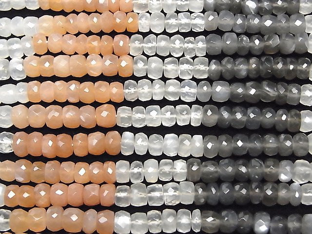 High Quality Multi Color Moonstone AAA Faceted Button Roundel 6x6x3mm half or 1strand beads (aprx.14inch/35cm)