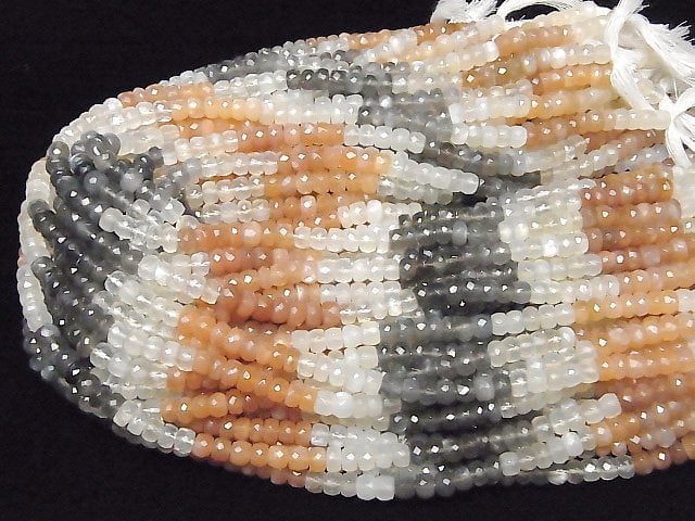 High Quality Multi Color Moonstone AAA Faceted Button Roundel 6x6x3mm half or 1strand beads (aprx.14inch/35cm)