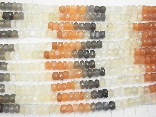 High Quality Multicolor Moonstone AAA Faceted Button Rondelle 7 x 7 x 4 mm half or 1 strand beads (aprx.14 inch / 35 cm)