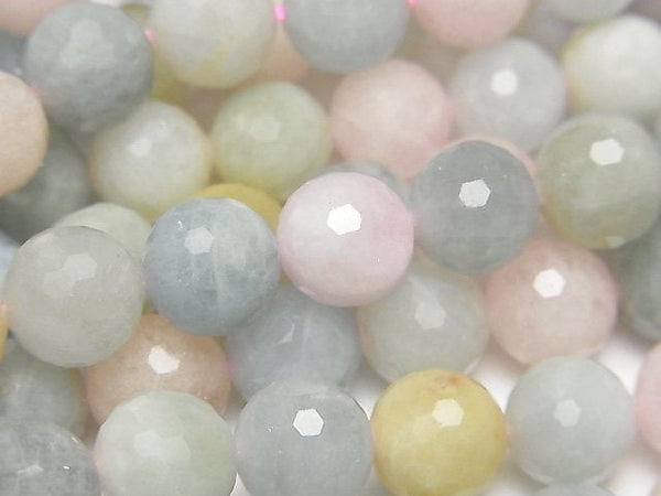 High Quality! Beryl Mix (Multi Color Aquamarine) AA 128 Faceted Round 10 mm half or 1 strand beads (aprx. 15 inch / 38 cm)