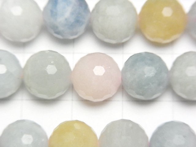 High Quality! Beryl Mix (Multi Color Aquamarine) AA 128 Faceted Round 10 mm half or 1 strand beads (aprx. 15 inch / 38 cm)