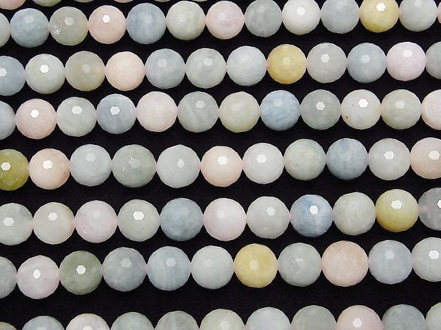 High Quality! Beryl Mix (Multi Color Aquamarine) AA 128 Faceted Round 10 mm half or 1 strand beads (aprx. 15 inch / 38 cm)