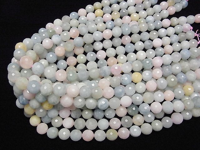 High Quality! Beryl Mix (Multi Color Aquamarine) AA 128 Faceted Round 10 mm half or 1 strand beads (aprx. 15 inch / 38 cm)