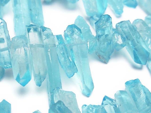 [Video] Crystal Natural Point Cut Blue Color Coated 1-Strand Beads (approx. 15 inch/37 cm)