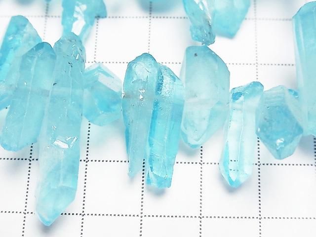 [Video] Crystal Natural Point Cut Blue Color Coated 1-Strand Beads (approx. 15 inch/37 cm)