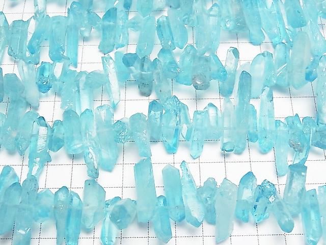 [Video] Crystal Natural Point Cut Blue Color Coated 1-Strand Beads (approx. 15 inch/37 cm)
