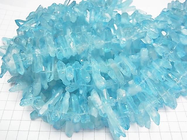 [Video] Crystal Natural Point Cut Blue Color Coated 1-Strand Beads (approx. 15 inch/37 cm)