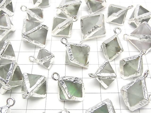 [Video] Fluorite 8-Faceted Body Charm, Silver Color, 5pcs