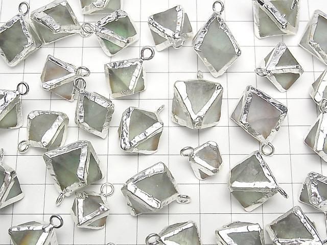 [Video] Fluorite 8-Faceted Body Charm, Silver Color, 5pcs