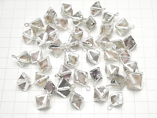 3pcs $8.79! Fluorite 8 Faceted body charm silver color 3pcs