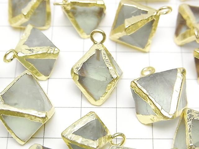[Video] Fluorite 8-Faceted Body Charm, Gold Color, 5pcs