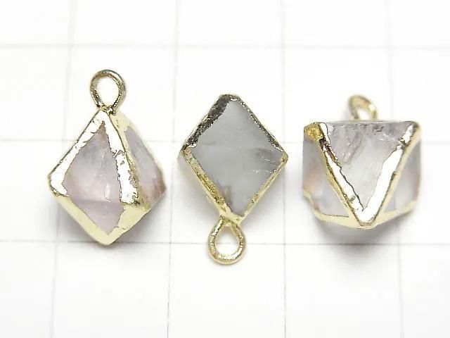 [Video]Fluorite 8Faceted Body Charm Gold color 3pcs
