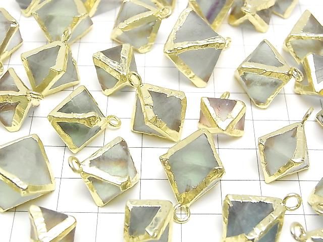 [Video] Fluorite 8-Faceted Body Charm, Gold Color, 5pcs