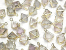 [Video]Fluorite 8Faceted Body Charm Gold color 3pcs