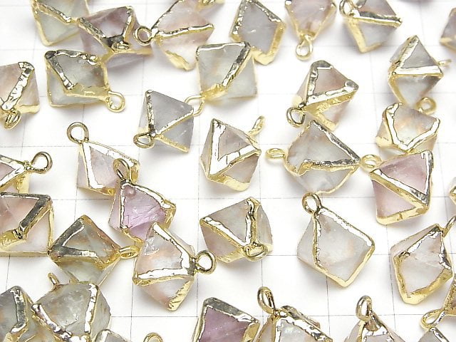 3pcs $8.79! Fluorite 8 Faceted body charm gold color 3pcs