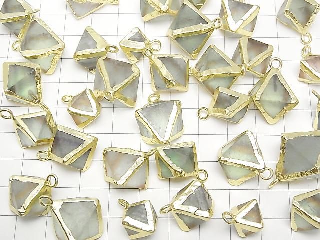 [Video] Fluorite 8-Faceted Body Charm, Gold Color, 5pcs