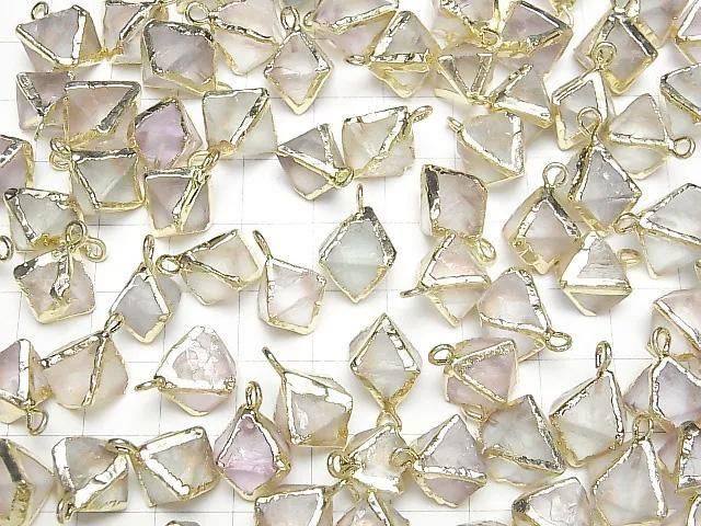 [Video]Fluorite 8Faceted Body Charm Gold color 3pcs