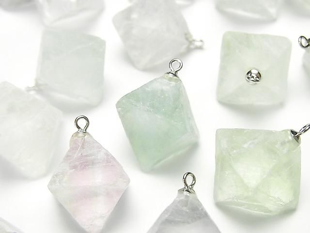 [Video] Fluorite 8Faceted Body Charm Silver925 3pcs