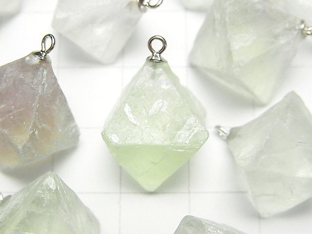 [Video] Fluorite 8 Faceted body charm Silver925 3pcs