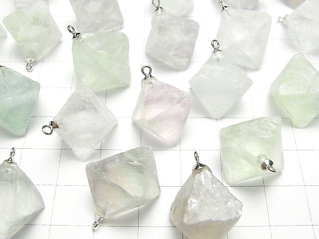 [Video] Fluorite 8 Faceted body charm Silver925 3pcs