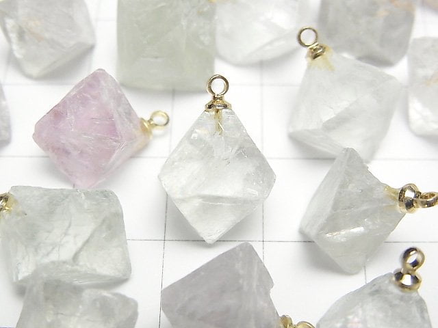 [Video] Fluorite 8 Faceted body charm 18 KGP 3 pcs