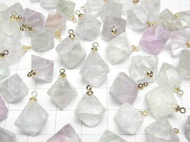 [Video]Fluorite 8Faceted Body Charm 18KGP 3pcs