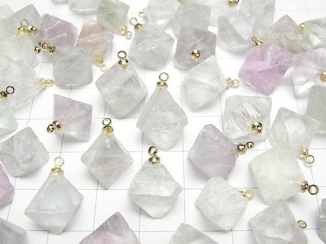 [Video] Fluorite 8 Faceted body charm 18 KGP 3 pcs