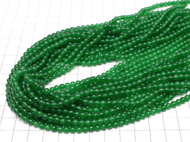 Green Color Jade (Clear Type) Round 4mm 1strand beads (aprx.15inch / 38cm)