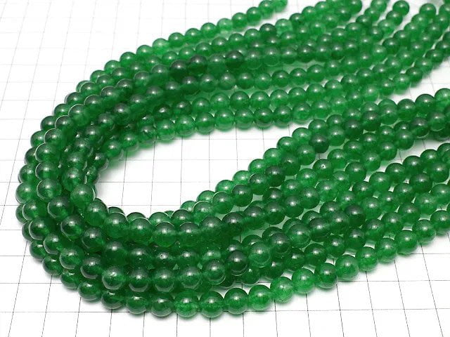 Green Color Jade (Clear Type) Round 8mm 1strand beads (aprx.15inch / 36cm)
