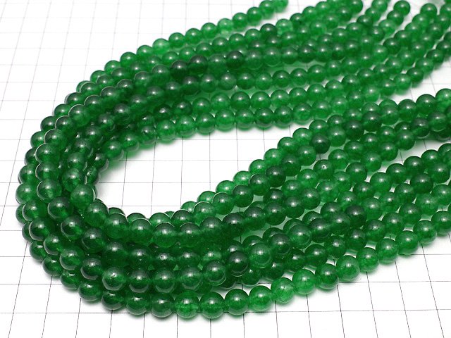 Green Color Jade (Clear Type) Round 8mm 1strand beads (aprx.15inch / 38cm)