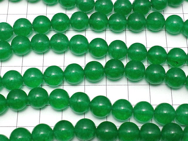 Green Color Jade (Clear Type) Round 10mm 1strand beads (aprx.15inch / 37cm)