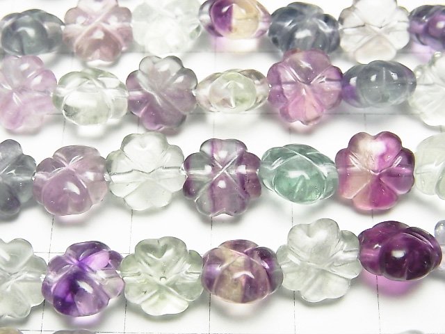 [Video] Multicolor Fluorite AAA- Clover 10x10x6mm half or 1strand beads (aprx.15inch/36cm)