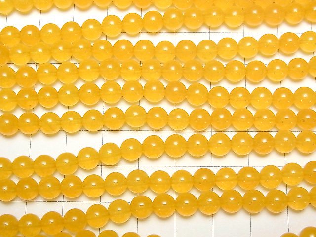 Yellow Color Jade (Clear Type) Round 6mm 1strand beads (aprx.15inch / 37cm)