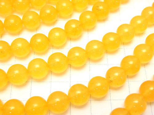Yellow Color Jade (Clear Type) Round 10mm 1strand beads (aprx.15inch / 37cm)