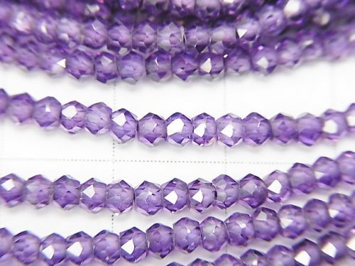 1strand $19.99! Purple color Cubic Zirconia AAA Faceted Button Roundel 1strand beads (aprx.13inch / 33cm)