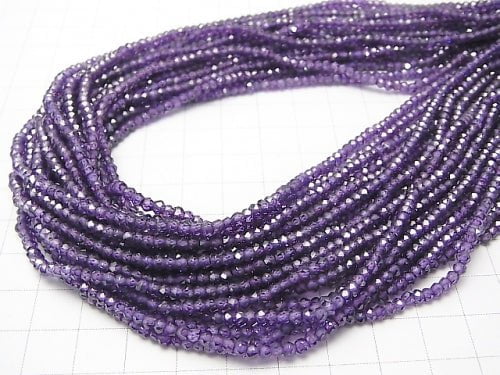 1strand $19.99! Purple color Cubic Zirconia AAA Faceted Button Roundel 1strand beads (aprx.13inch / 33cm)