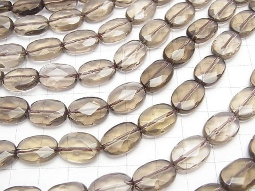 Light color Smoky Quartz AAA Faceted Oval 14 x 10 x 5 mm half or 1 strand beads (aprx.15 inch / 36 cm)